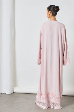 bsi3330 2 Embroidered and Mesh Embellished Abaya