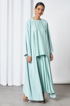 bsi3270 5 1 3 Piece Mint Color Modest Dress For Ladies