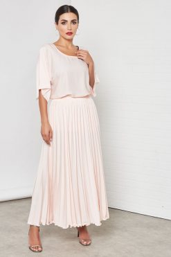 bsi3258 7 1 3 Piece Pink Color Modest Dress For Ladies