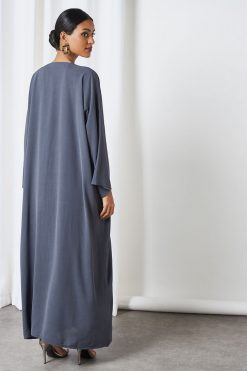 bsi3254 4 1 3 Piece Grey Color Modest Dress For Ladies