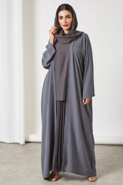 bsi3254 5 1 3 Piece Grey Color Modest Dress For Ladies