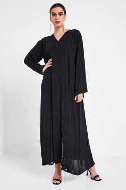 bsi3116 4 1 Beaded Chiffon Black Abaya