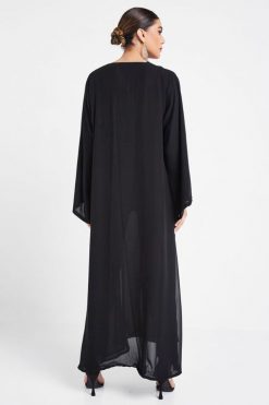 bsi3116 4 2 Beaded Chiffon Black Abaya
