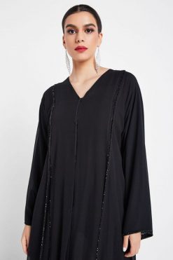 bsi3116 4 3 Beaded Chiffon Black Abaya