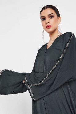 bsi3114 4 3 Green Beaded Abaya