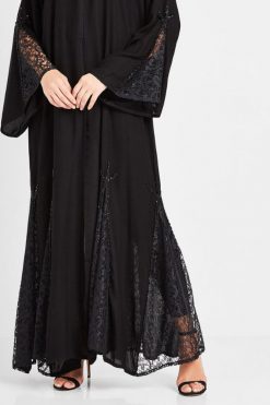 bsi3104 4 3 Black Abaya with Mesh