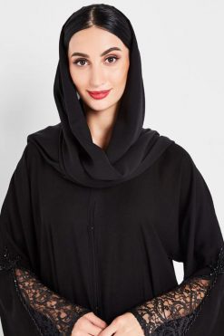 bsi3104 4 4 Black Abaya with Mesh