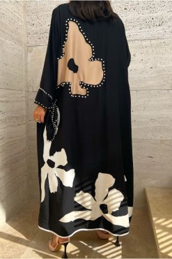 YN 22140 3 Cotton Flower Abaya