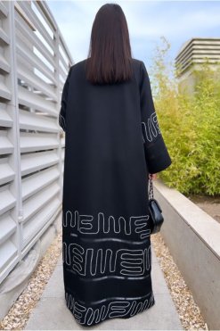 عباية بازل سوداء 5 YN 22141 3 Black Puzzle Abaya