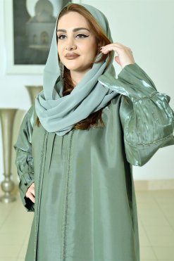 3681 5 Organza Abaya With Dress