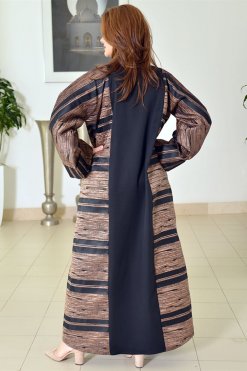 3682 5 Jacquard Self Print Abaya