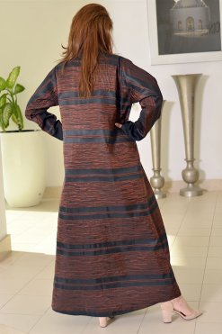 3687 6 Jacquard Self Print Abaya