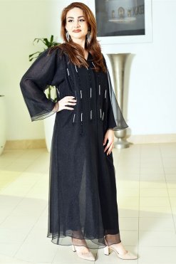 3690 3 Organza Silk Abaya