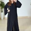3691 1 Bousni Beaded Chiffon Abaya