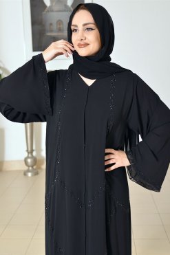 3691 3 Bousni Beaded Chiffon Abaya