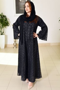3693 5 Double Layered Organza Abaya