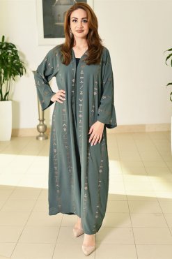 3694 2 Geometrical Embroidered Abaya