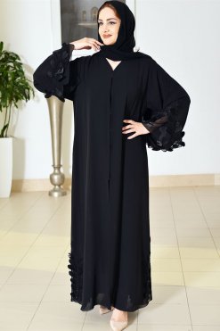3698 3 Chiffon Abaya With a Scarf