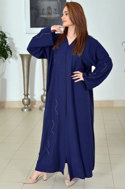 3704 5 Blue Cotton Abaya