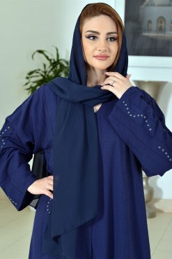3704 6 Blue Cotton Abaya