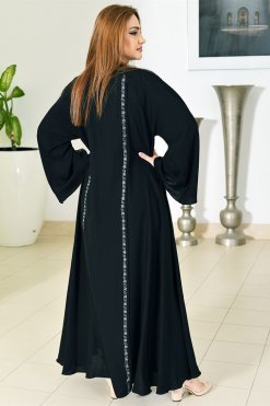3711 6 Embroidered Black Abaya