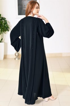 3715 5 Bousni Black Open Abaya