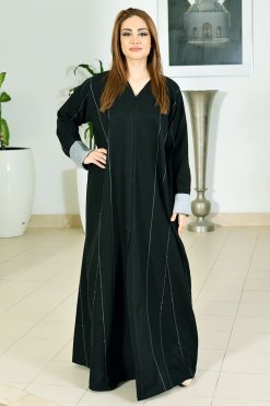 3719 5 Handcrafted Beads Embellished Abaya