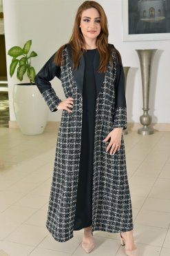 3721 3 Tweed Bisht Abaya