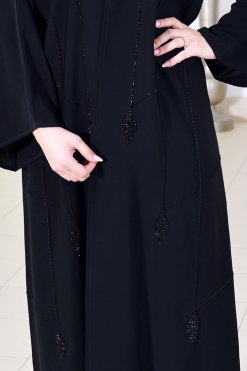 3737 3 Nada Beaded Black Abaya