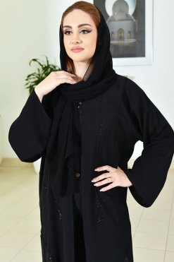 3737 4 Nada Beaded Black Abaya
