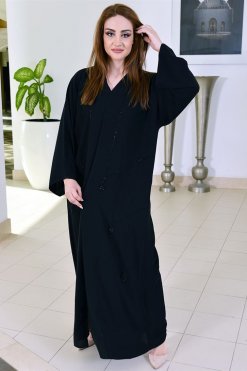 3737 6 Nada Beaded Black Abaya