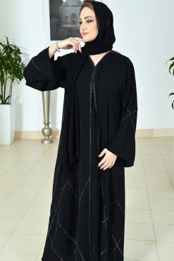 عباية مزينة بأحجار الراين 8 3741 4 Rhinestones embellished abaya