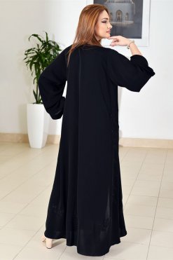 3745 5 Embroidered Black Abaya
