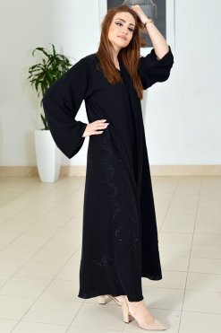 3745 6 Embroidered Black Abaya