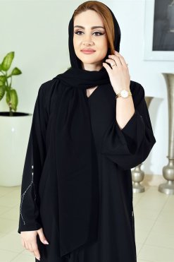 3763 3 V-neck Embellished Abaya