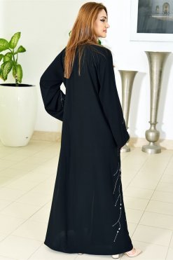 3763 5 V-neck Embellished Abaya