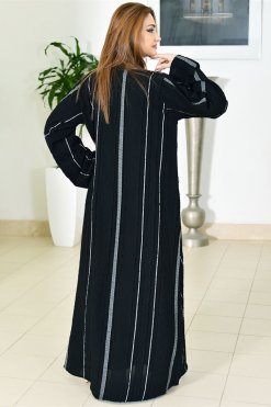 3767 6 Printed Black Abaya