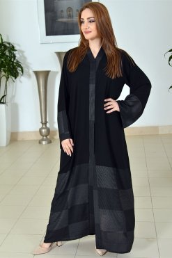 3771 3 Plain Self Printed Abaya