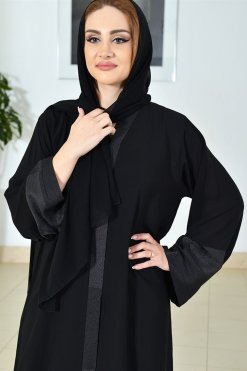 3771 4 Plain Self Printed Abaya