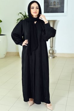 3787 4 Ironed Sequin Embellished Abaya