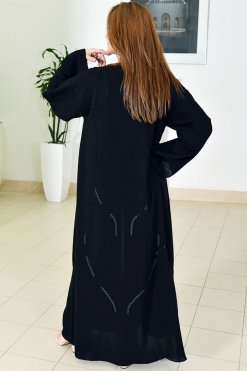 3791 6 Black Embellished Abaya