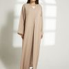MOIBH001 1 Beige Embroidered Abaya