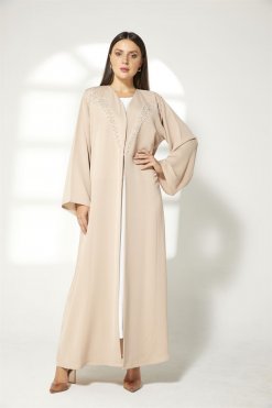 MOIBH001 3 Beige Embroidered Abaya