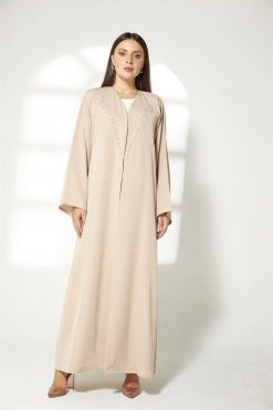 MOIBH001 5 Beige Embroidered Abaya
