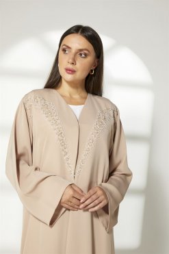 MOIBH001 6 Beige Embroidered Abaya