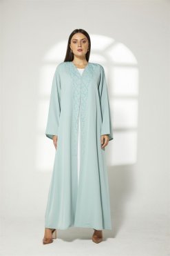 Turquoise Embroidered Abaya