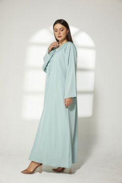 MOIBH002 7 Turquoise Embroidered Abaya