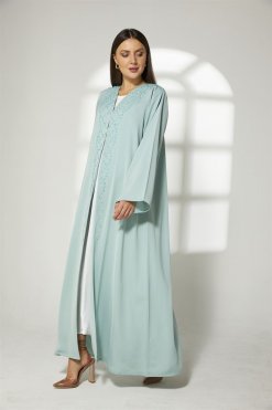 MOIBH002 8 Turquoise Embroidered Abaya