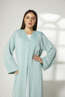 MOIBH002 9 Turquoise Embroidered Abaya