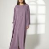 Purple Front Embroidered Abaya